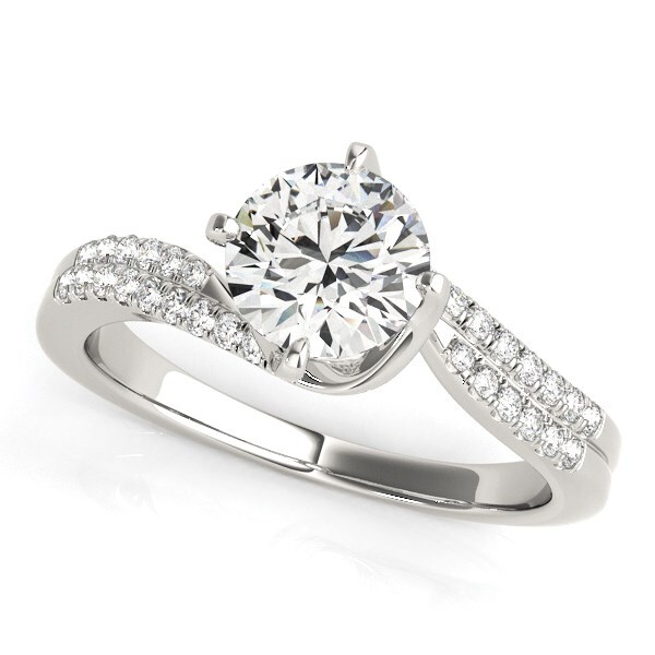 14k White Gold Spiral Design Pronged Diamond Engagement Ring (1 1/8 cttw) 14k White Gold Spiral Design Pronged Diamond Engagement Ring (1 1/8 cttw)
