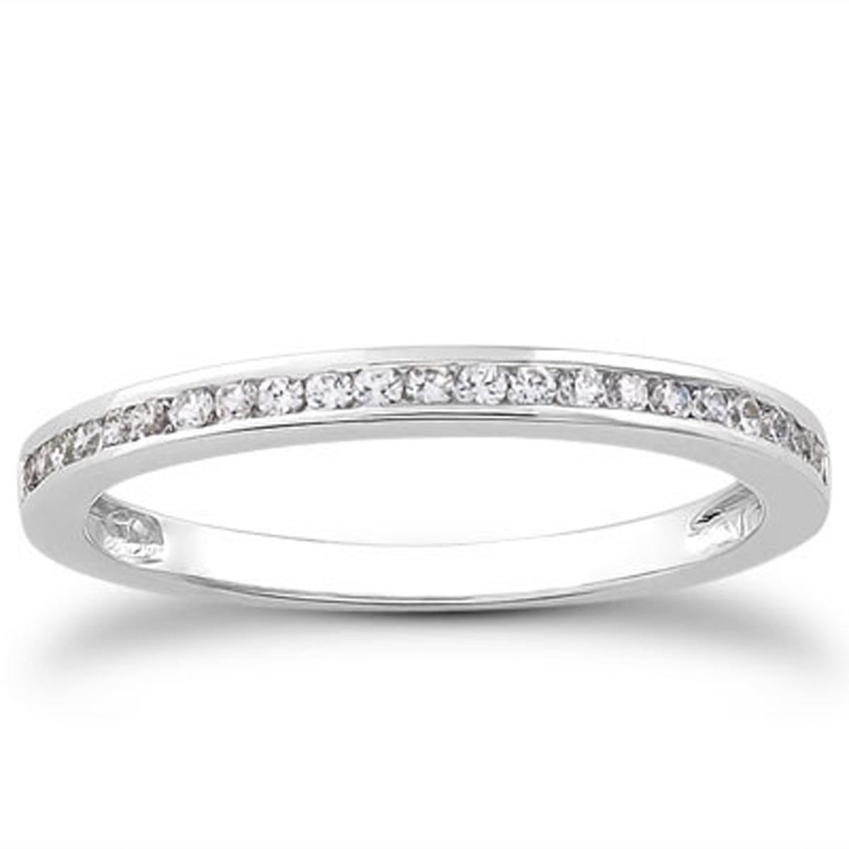 14k White Gold Slender Channel Set Diamond Wedding Ring Band Set 1/2 Around 14k White Gold Slender Channel Set Diamond Wedding Ring Band Set 1/2 Around