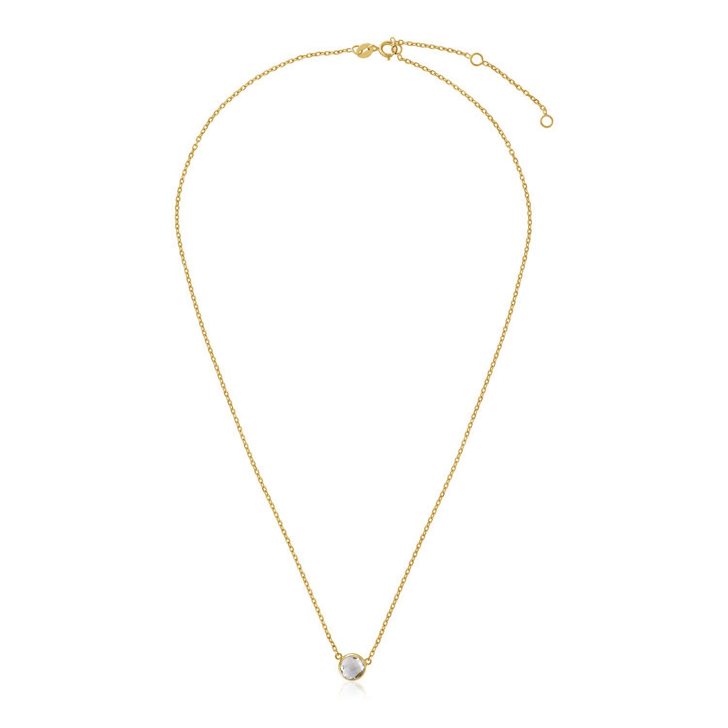 14k Yellow Gold 17 inch Necklace with Round White Topaz 14k Yellow Gold 17 inch Necklace with Round White Topaz