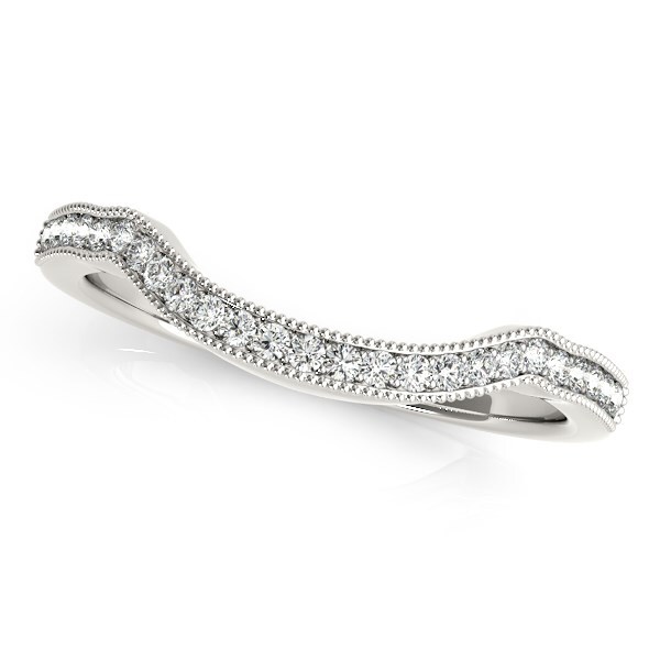 14k White Gold Curvy Style Pave Set Diamond Wedding Band (1/6 cttw) 14k White Gold Curvy Style Pave Set Diamond Wedding Band (1/6 cttw)