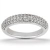 14k White Gold Triple Multi-Row Micro- Pave Diamond Wedding Ring Band