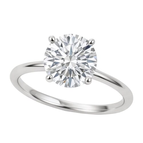 2 Carat Round Lab Grown IGI G/VS1 Diamond Solitaire Ring in 10K White Gold