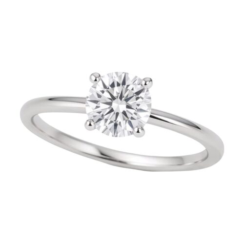3/4 Carat Round Lab Grown IGI G/VS1 Diamond Solitaire Ring in 14K White Gold