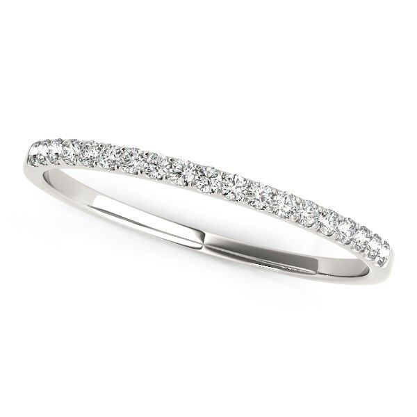 14k White Gold Pave Set Round Diamond Wedding Ring (1/8 cttw) 14k White Gold Pave Set Round Diamond Wedding Ring (1/8 cttw)