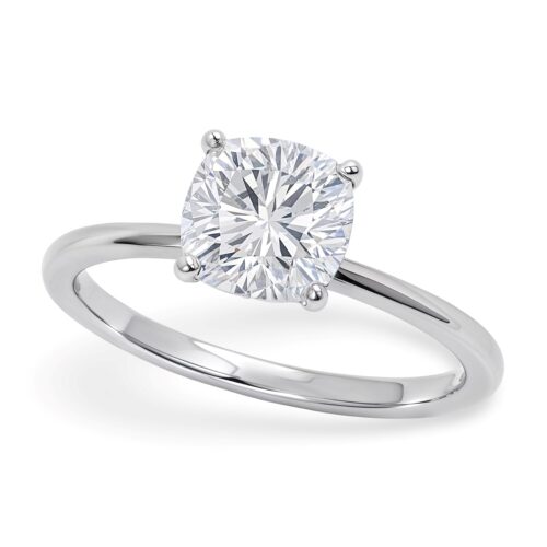 1 1/2 Carat Cushion Lab Grown IGI G/VS1 Diamond Solitaire Ring in 14K White Gold