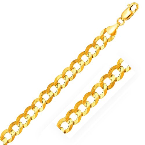14k Yellow Gold Solid Curb Chain (10.00 mm)