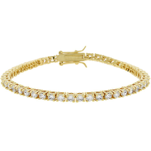 Goldtone Finish Victorian Cubic Zirconia Tennis 8 Inch Bracelet