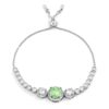Adjustable Light Green & Clear CZ Bolo Style Tennis Bracelet