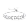Rhodium Plated Pave CZ Ribbon Bracelet