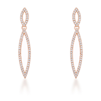 Sara 1.2ct CZ Rose Gold Delicate Double Teardrop Drop Earrings