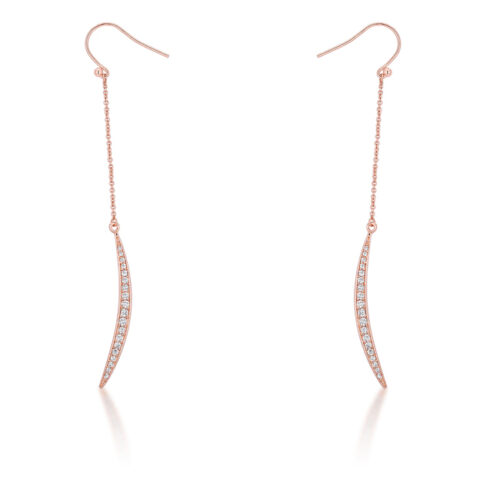 Luna 0.5ct CZ Rose Gold Delicate Moon Drop Earrings