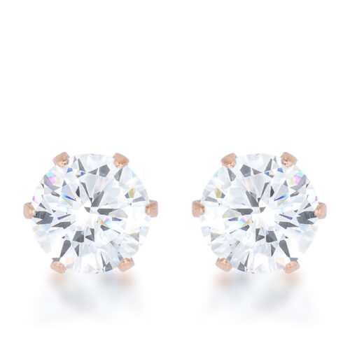 Reign 3.4ct CZ Rose Gold Stainless Steel Stud Earrings