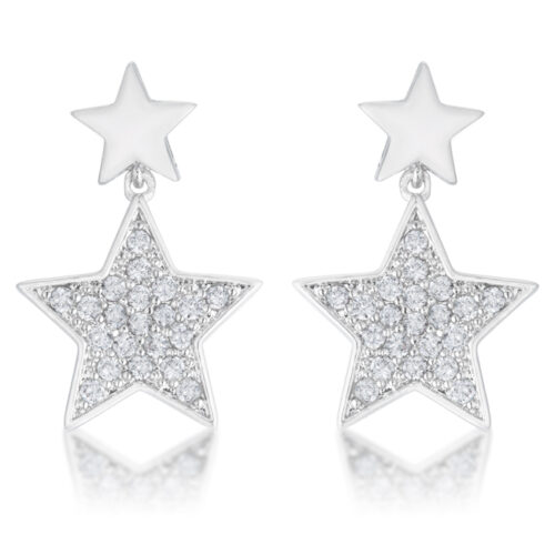 Bianca 0.5ct CZ Rhodium Star Drop Earrings