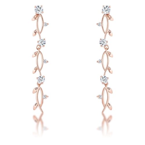 1.1Ct Vine Design Rose Gold Plated Earrings