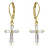 Cubic Zirconia Goldtone Finish Cross Earrings