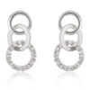 Rhodium Plated Finish Triplet Hooplet Earrings