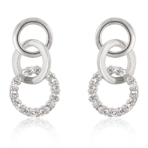 Rhodium Plated Finish Triplet Hooplet Earrings