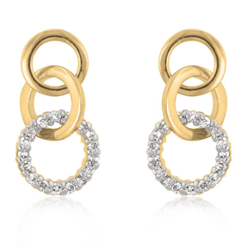 Goldtone Finish Triplet Hooplet Earrings