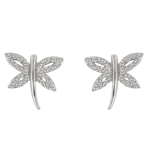 Cubic Zirconia Dragonfly Earrings