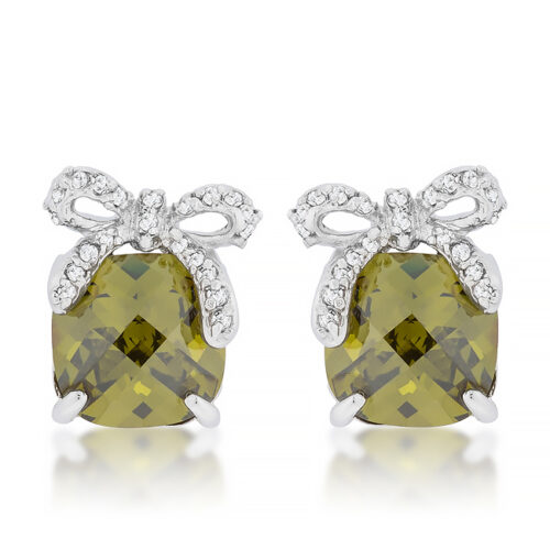 Olivine Drop Earrings with Bow