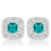 Aqua Halo Stud Earrings