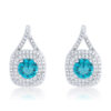 Christal 2.3ct Aqua CZ Rhodium Classic Drop Earrings