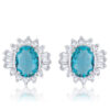 Chrisalee 3.3ct Aqua CZ Rhodium Classic Stud Earrings
