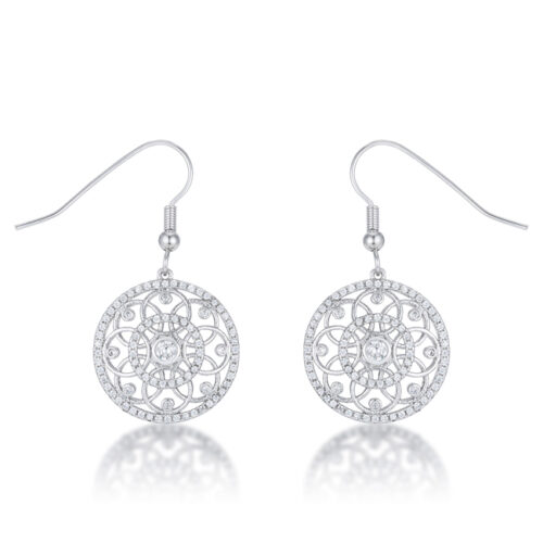 .95 Ct Interlocking Circle Rhodium and CZ Earrings