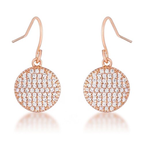 .6 Ct Elegant CZ Rose Gold Plated Disk Earrings
