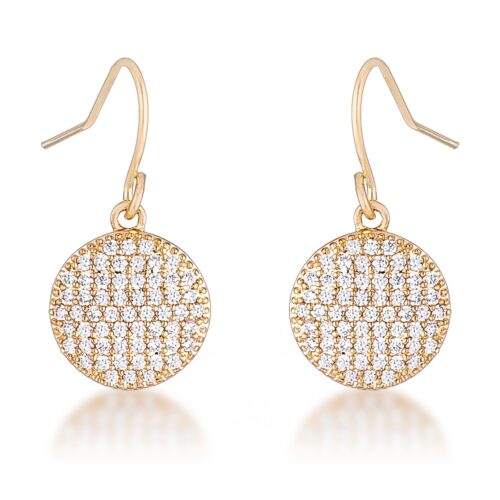 .6 Ct Elegant CZ Gold Plated Disk Earrings