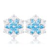 Rhodium Plated Aqua Blue Marquise Snowflake Earrings
