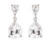 Rhodium Plated Double Pear Drop Earrings