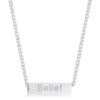 Luck Rhodium Stainless Steel Bar Script Necklace