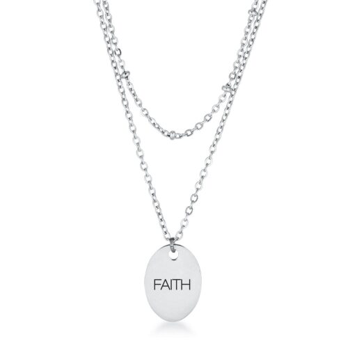 Stainless Steel Double Chain FAITH Necklace