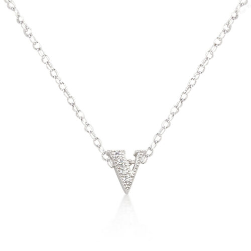 Micro-Pave Initial V Pendant