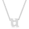 Rhodium Plated Finish Initial U Pendant