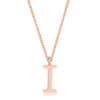 Elaina Rose Gold Stainless Steel I Initial Necklace