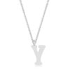 Elaina Rhodium Stainless Steel Y Initial Necklace