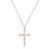 Dainty Art Deco Rose Gold Plated Clear CZ Cross Pendant