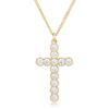 Micro Beaded 18k Gold Plated Clear CZ Cross Pendant