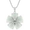 White Cats Eye Cubic Zirconia Flower Pendant