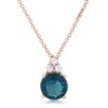 Simple Rose Gold Plated 9mm Blue Green CZ Pendant