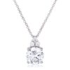 Simple Rhodium Plated 9mm Clear CZ Pendant