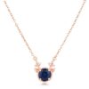 Rose Gold Plated Reversible Sapphire Blue CZ Reindeer Pendant