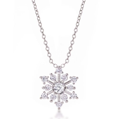 Contemporary CZ Snowflake Necklace
