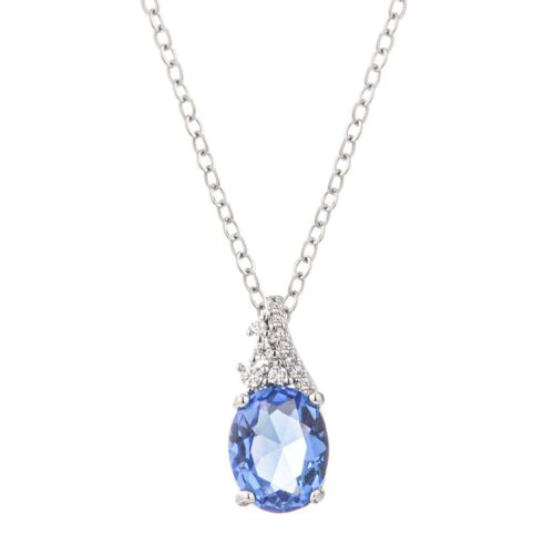 3 ct. Blue Brilliance Rhodium-Plated CZ Necklace