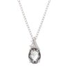 3ct. Silver Mist Oval CZ Rhodium-Plated Pendant Necklace