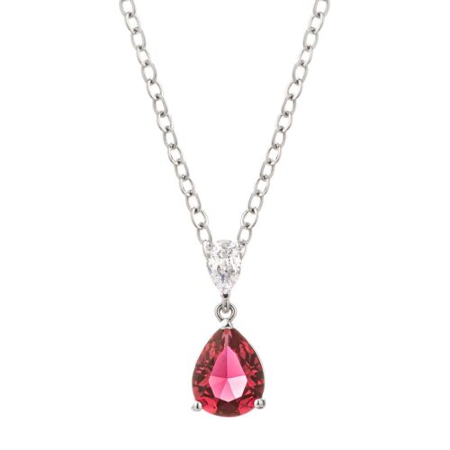 Rose-Pink Pear CZ Drop Necklace