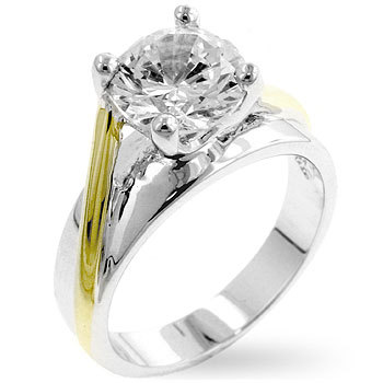 Two-tone Finish Solitaire Engagement Ring
