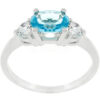 Miranna 1.2ct Blue Topaz CZ Rhodium Classic Oval Ring